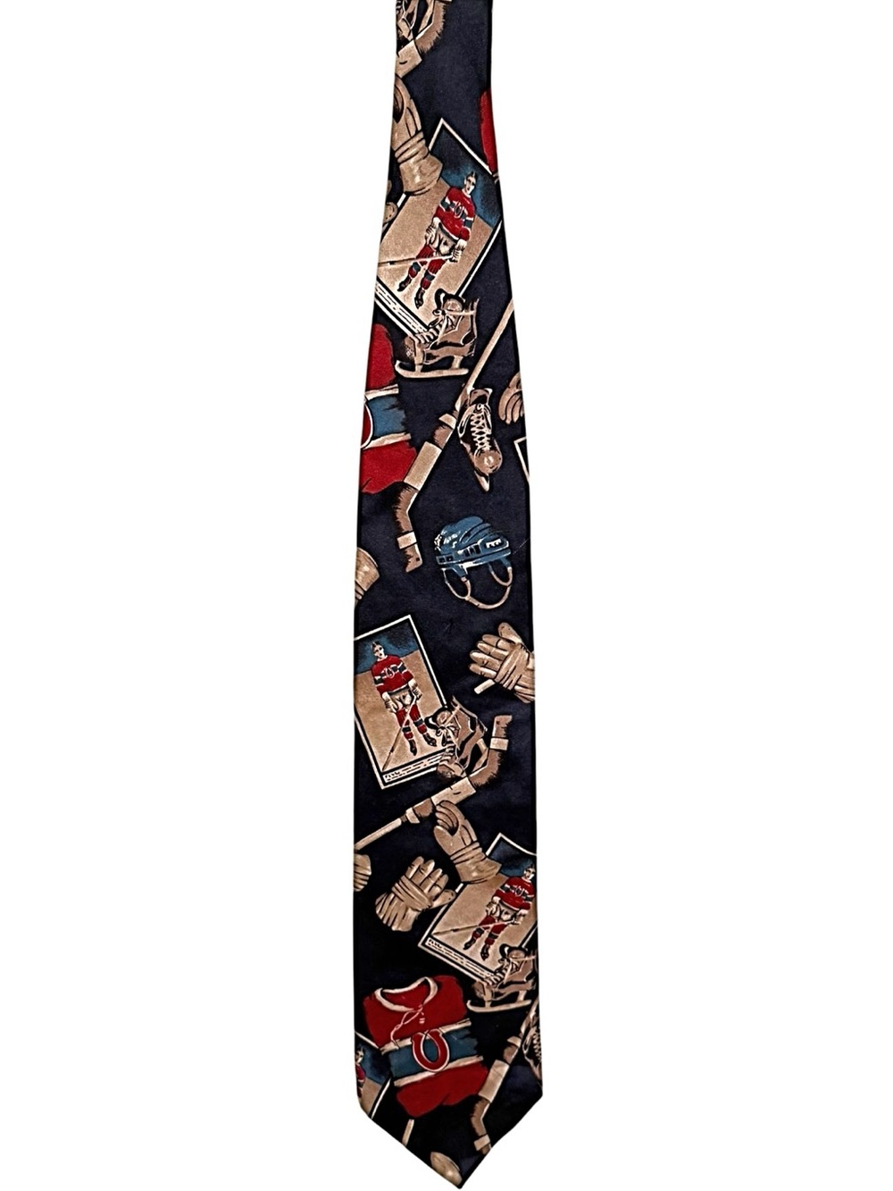 Black Hockey Print Tie for Men - Classic Novelty Style
